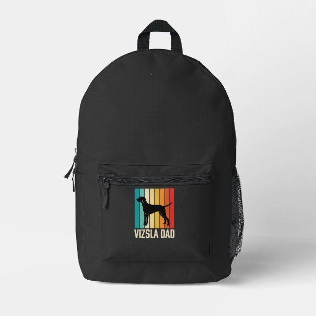 Retro Vizsla Dad Dog Silhouette Printed Backpack (Front)