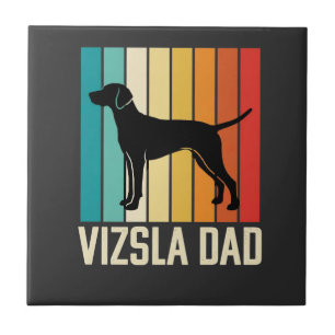 Retro Vizsla Dad Dog Silhouette Tile