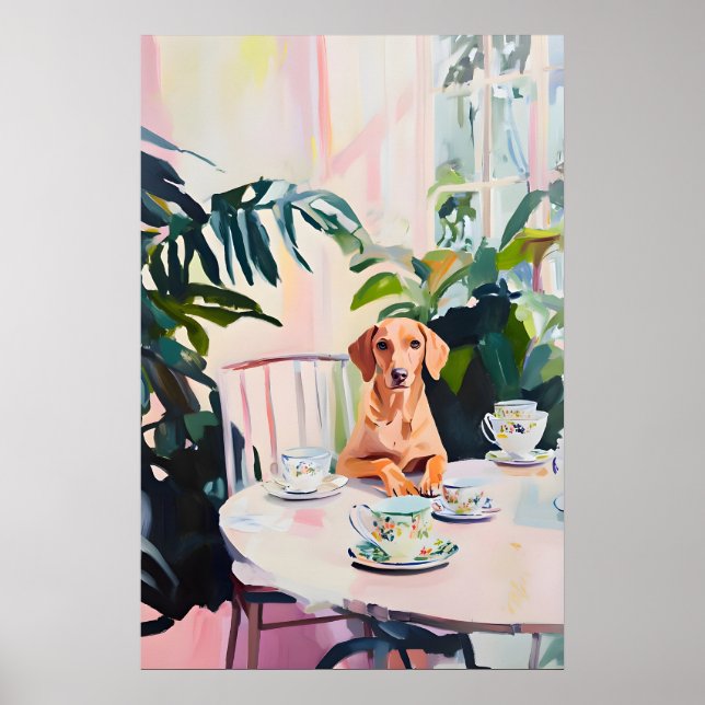 Retro Vizsla Poster, Vizsla Oil Painting, Vintage Poster (Front)