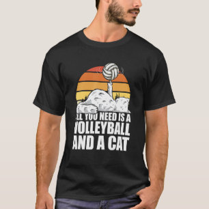 Retro Volleyball Feline Vball Beach  Vintage Volle T-Shirt