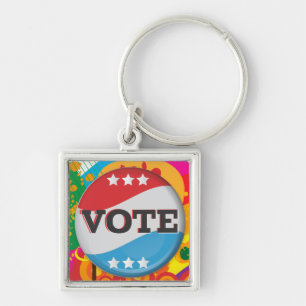 Retro Vote Badge Key Ring