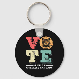 Retro Vote Like A Childless Cat Lady Vote Presiden Key Ring