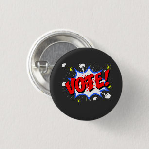 Retro Vote Shirt Get Out the Vote and 70's Cartoon 3 Cm Round Badge