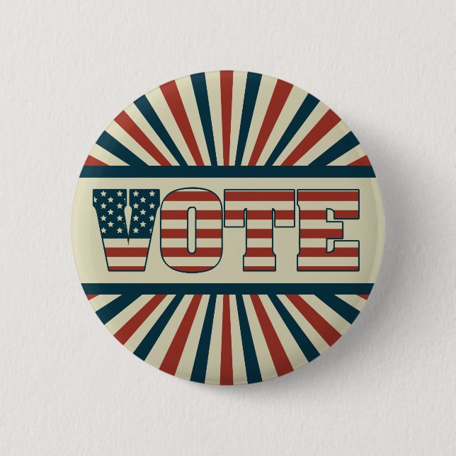Retro voting gear 6 cm round badge (Front)