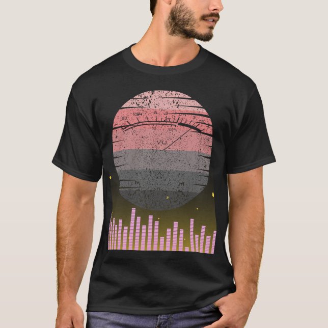 Retro VU Metre Hi-Fi Stereo Music Lover Design T-Shirt (Front)