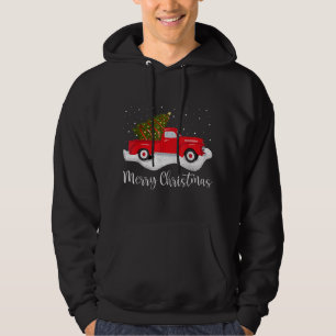 Retro Wagon Merry Christmas Tree on Car Xmas red T Hoodie