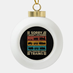 Retro Wagon Train Lover Model Railroad Conductor F Ceramic Ball Christmas Ornament