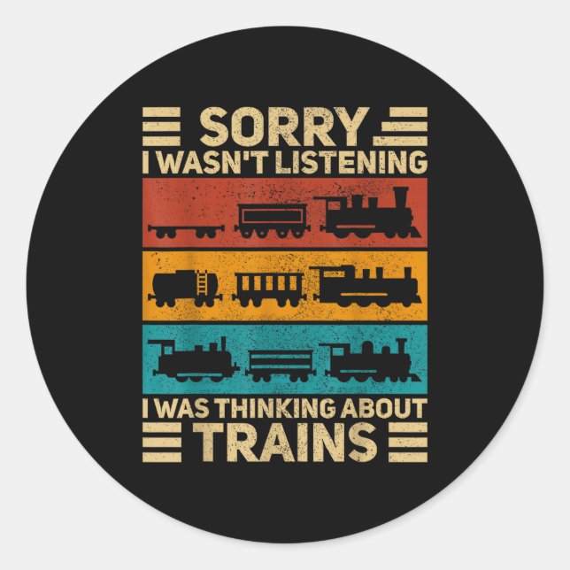 Retro Wagon Train Lover Model Railroad Conductor F Classic Round Sticker (Front)