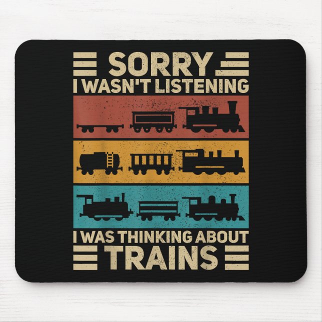 Retro Wagon Train Lover Model Railroad Conductor F Mouse Mat (Front)