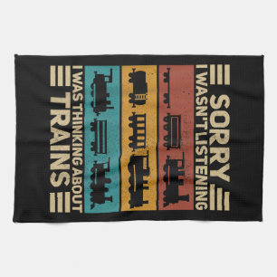 Retro Wagon Train Lover Model Railroad Conductor F Tea Towel