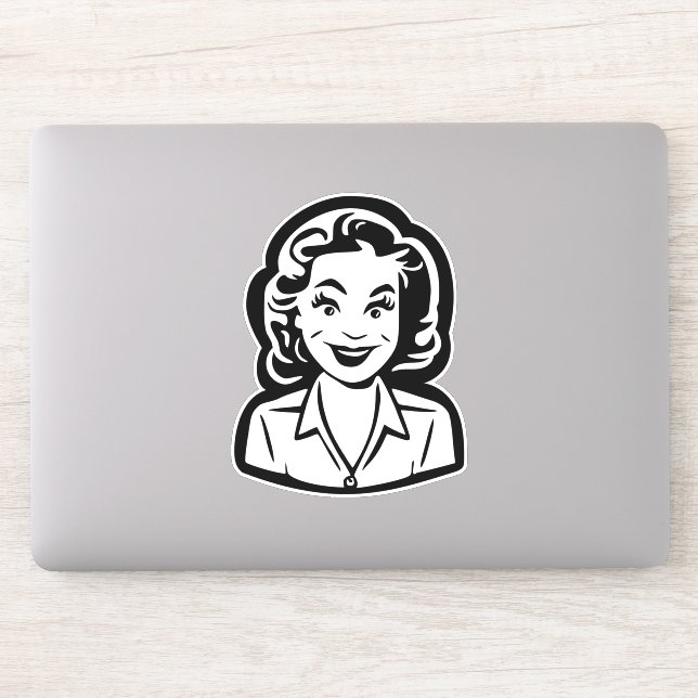 Retro Waitress Sticker (Computer)
