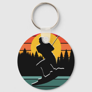 Retro Wakeboard Water Ski Sport Surfing Silhouette Key Ring
