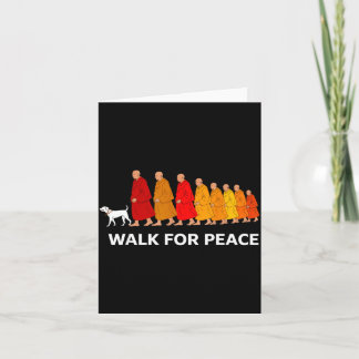 Retro walk for peace monks with aloka dog  card