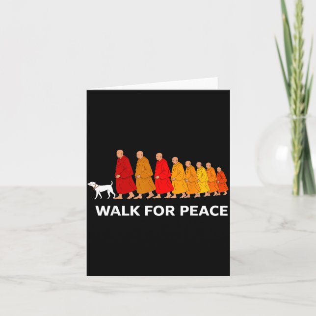 Retro walk for peace monks with aloka dog  card (Front)