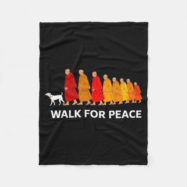 Retro walk for peace monks with aloka dog  fleece blanket (Front)