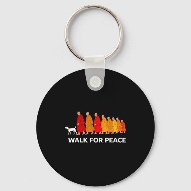 Retro walk for peace monks with aloka dog  key ring (Front)