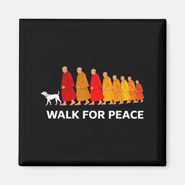 Retro walk for peace monks with aloka dog  magnet (Front)