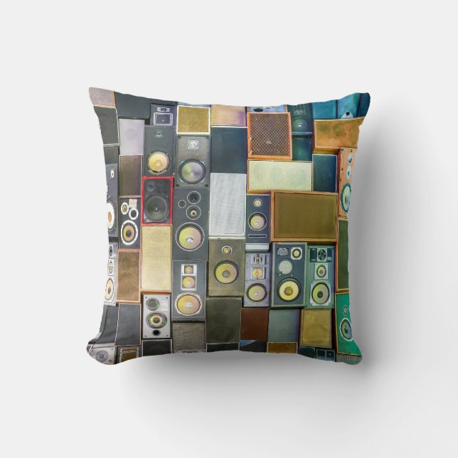 Retro Wall-Hung: Vintage Speaker Design Cushion (Front)