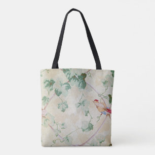 retro wallpaper bird and ivy tote bag