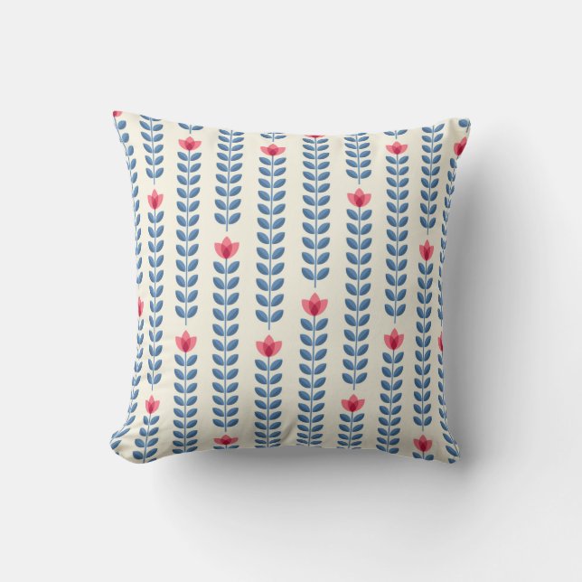 Retro wallpaper - floral pattern with abstract sca cushion (Front)