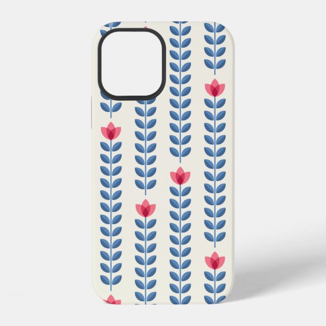 Retro wallpaper - floral pattern with abstract sca iPhone case (Back)