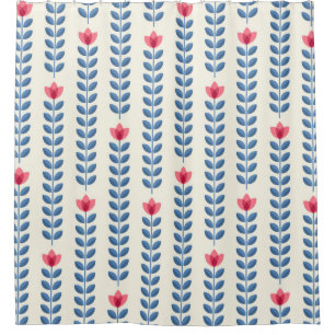 Retro wallpaper - floral pattern with abstract sca shower curtain