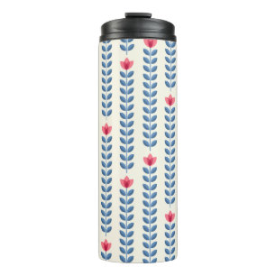 Retro wallpaper - floral pattern with abstract sca thermal tumbler
