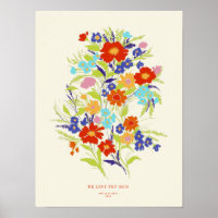 Retro Wallpaper Wildflower Art Print with Text