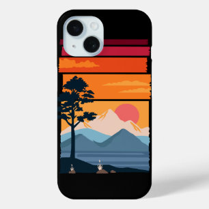 Retro Wanderlust Sunset Mountain Nature’s Beauty iPhone 15 Case