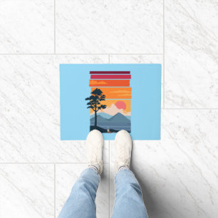 Retro Wanderlust Sunset Mountain Nature’s Beauty Doormat