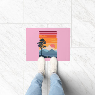 Retro Wanderlust Sunset Mountain Nature’s Beauty Doormat