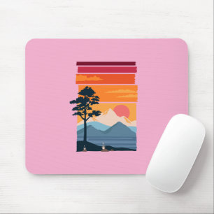Retro Wanderlust Sunset Mountain Nature’s Beauty Mouse Mat