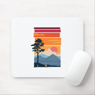 Retro Wanderlust Sunset Mountain Nature’s Beauty Mouse Mat