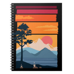 Retro Wanderlust Sunset Mountain Nature’s Beauty Notebook