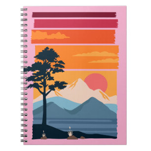 Retro Wanderlust Sunset Mountain Nature’s Beauty Notebook