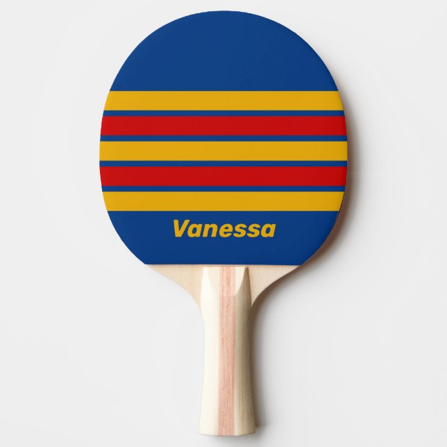 Retro Warmhearted Across Striping with Name Ping Pong Paddle (Front)