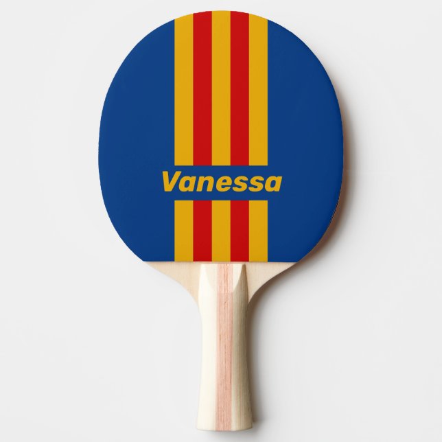 Retro Warmhearted Pin Stripes with Name Ping Pong Paddle (Front)