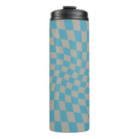 Retro Warped Grey Blue Check Checks Chequered