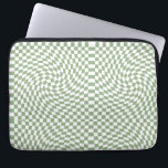 Retro Warped Sage Green White Checks Chequered   Laptop Sleeve<br><div class="desc">Retro warped checks chequerboard design,  in a Sage Green and white colour combination. Retro chequerboard twirled seventies psychedelic style modern design home decor,  dorm room,  office and school products and retro warped chequered gifts.</div>
