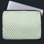 Retro Warped Sage Green White Checks Chequered   Laptop Sleeve<br><div class="desc">Retro warped checks chequerboard design,  in a Sage Green and white colour combination. Retro chequerboard twirled seventies psychedelic style modern design home decor,  dorm room,  office and school products and retro warped chequered gifts.</div>