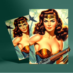 Retro Warrior Woman Postcard