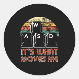 Retro Wasd Gaming Keys Funny Pc Gamer Design  Classic Round Sticker