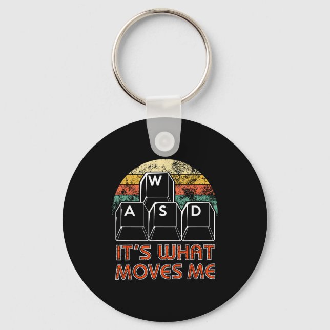 Retro Wasd Gaming Keys Funny Pc Gamer Design  Key Ring (Front)