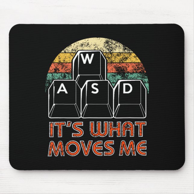 Retro Wasd Gaming Keys Funny Pc Gamer Design  Mouse Mat (Front)
