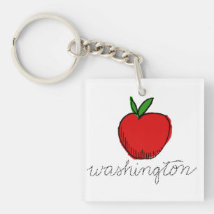 Retro Washington Apple Key Ring