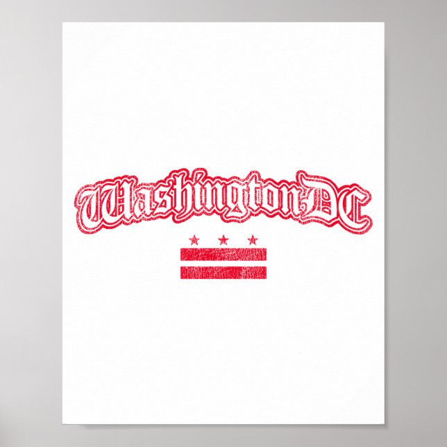 Retro Washington Dc Flag Souvenir Long Sleeve  Poster (Front)