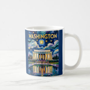 Retro Washington DC Lincoln Memorial Van Gogh Art Coffee Mug