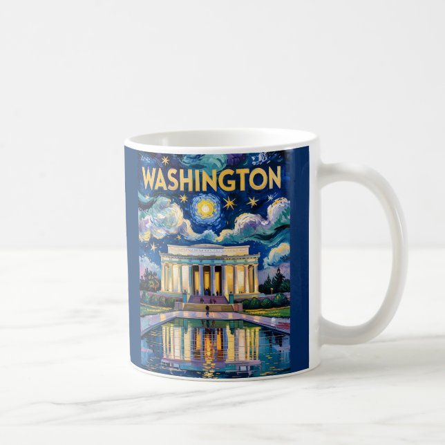 Retro Washington DC Lincoln Memorial Van Gogh Art Coffee Mug (Right)
