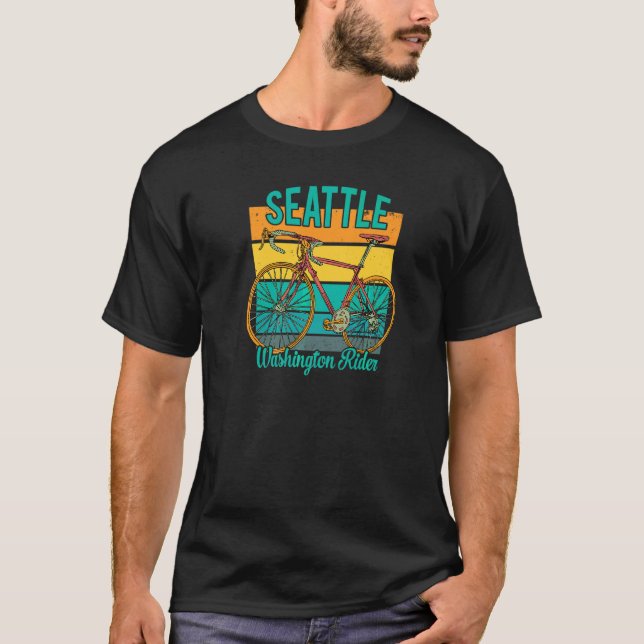 Retro Washington Rider  For Seattle Bicycle Enthus T-Shirt (Front)