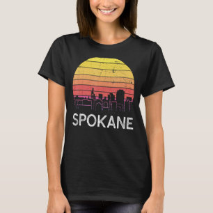 Retro Washington Spokane Skyline Vintage Urban Bui T-Shirt